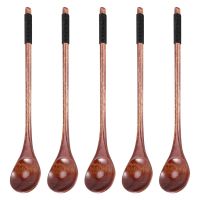 ۞ 5 Pcs Wooden Spoons Cooking Spoons Honey Spoons Rice Spoons Mixing Spoon Wooden Teaspoon For Coffee Tea Jam Bath Salts