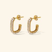 Shependence ต่างหูก้านคริสตัล C (Crystal C Hoop Stud Earrings)