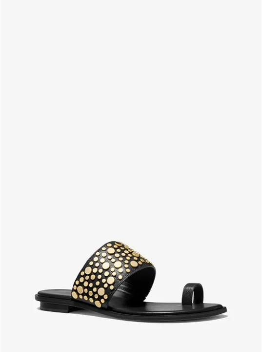 Michael Kors - Sonya Studded Leather Slide Flat Sandal | Lazada PH