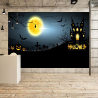 Large Tapestry, Night Tapestry Wall Hanging Haunted Woods with Grave Pumpkins Wall Blanket room home decor Halloween decoration