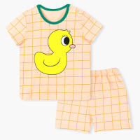 เสื้อผ้าเด็ก ชุดแขนสั้นขาสั้น Unifriend Thailand รุ่น 22ss/Slub-Check Yellow Duck5