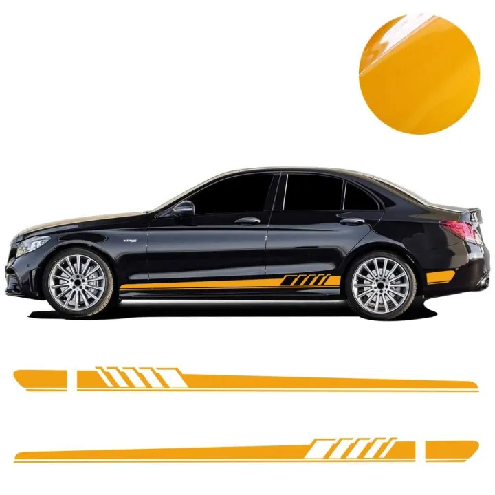 2pcs Car Side Body Vinyl Decal Sticker Sports Racing Race Car Long