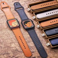 [HOT JUXLLKBKOW 514] สายหนังคุณภาพสูงสำหรับ Apple Watch Band ชาย Lady Series 7 SE 6 5 4 3 45มม. 40มม. นาฬิกาสำหรับ IWatch 42mm38mm 41มม. สร้อยข้อมือ