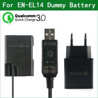 QC3.0 EN-EL14 EL14A EP-5A Dummy Battery Power Bank USB Cable For Nikon D3100 D3200 D3300 D3400 D3500 D5100 D5200 D5300 D5500