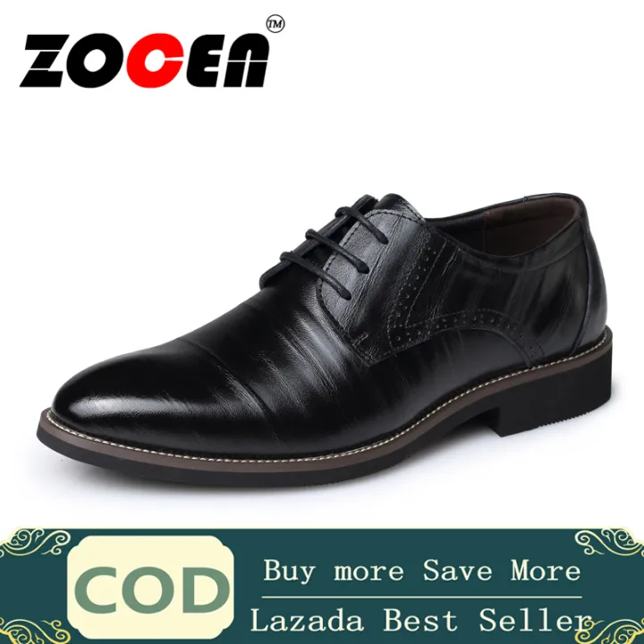ZOCEN Men Leather Shoes Breathable Business Shoes Comfortable Oxford Shoes Casual Leather Shoes for Men