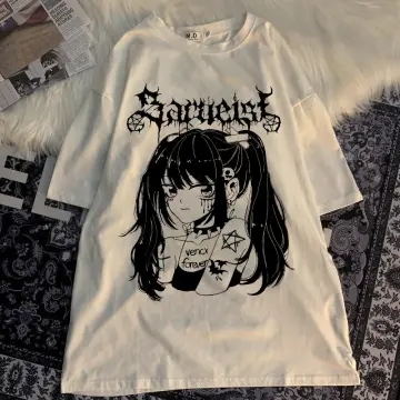 Grunge Punk Gothic T-shirts Loose Streetwear Harajuku Letter Print