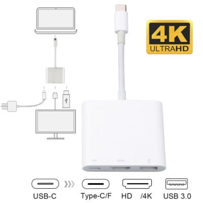 4K 1080P Type-C ฮับ USB 3.1ชนิด C อะแดปเตอร์ USB C ไปยัง HDMI สายเคเบิลตัวผู้กับตัวเมียหัวเปลี่ยนสายชาร์จดิจิทัลพอร์ต Feport
