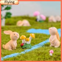 FLYING ของตกแต่งบ้าน เครื่องประดับ สัตว์ จิ๋ว มินิ กระต่าย ภูมิทัศน์ขนาดเล็ก รูปแกะสลัก กระต่ายเรซิน ตุ๊กตาจิ๋ว