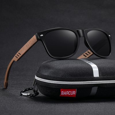 BARCUR Black Walnut Sunglasses For Men Wood Sun Glasses Man Eyeglasses Polarizing Glasses UVA&amp;B Protection Eyewear ECO-Friendly