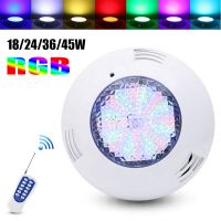 RGB โคมไฟกันน้ำ IP68 AC12V LED 18/24/36/45/45W พร้อมรีโมทคอนโทรลสระว่ายน้ำใต้น้ำ