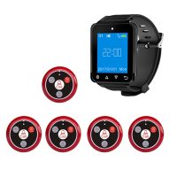 Wireless Restaurant Pager Waiter Watch Calling System with 5 Button Transmitters