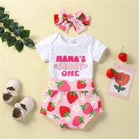 Newborn Infant Baby Girls Summer Clothes Short Sleeves Letters Print Romper Tops + Shorts + Headband Fashion Outfits  by Hs2023