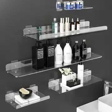 1pc Bathroom Transparent Storage Shelf, Wall-mounted Storage Rack, Makeup  Organizer Shelf, Partition Bookshelf, Cabinet Organizer Rack, Wall Cabinet