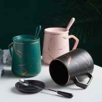 Ceramic Mug With Lid Spoon Nordic Couple Cup Female Large Capacity Simple Personality Home Office Drinking Cup