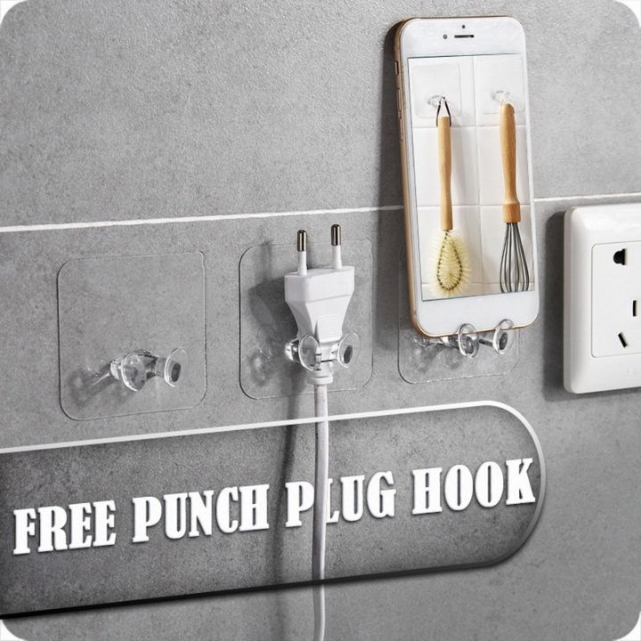 Strong Plug Hook Multi Purpose Transparent Pasting Hook, Phone