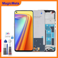 MagicMeta จอ LCD ขนาด6.5นิ้วของแท้สำหรับ Realme 7 RMX2155 RMX2151อะไหล่จอแอลซีดีชิ้นส่วนจอแสดงผลหน้าจอสัมผัสจอแอลซีดีพร้อมกรอบ RMX2163 7นิ้วสำหรับ Realme 7