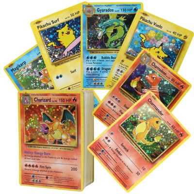 【CW】﹍♕  English 1996 Year Flash Card Charizard Pikachu Mewtwo trade Kids
