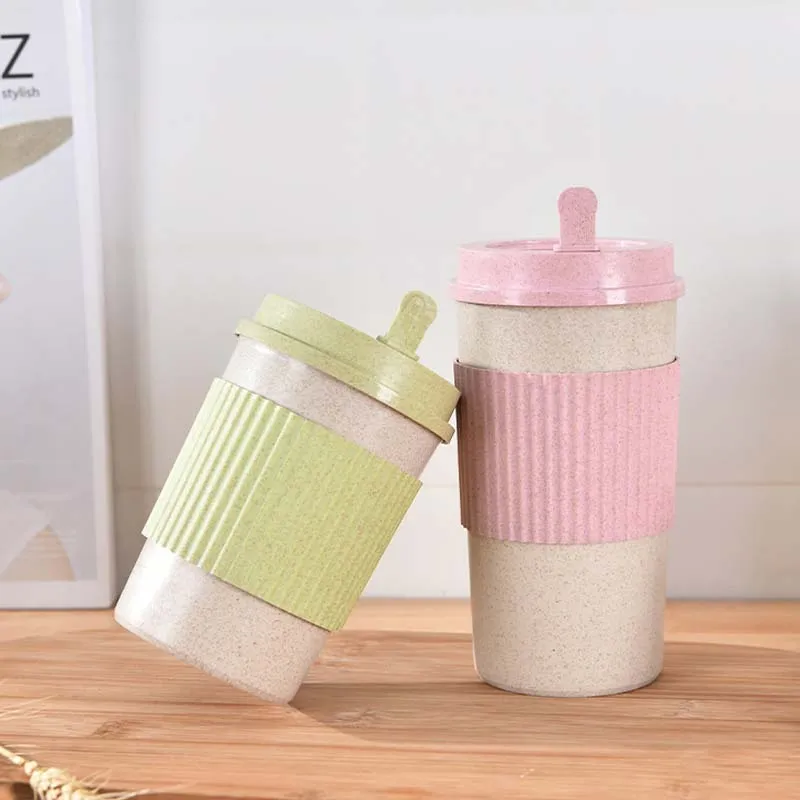 350/450/550ml Easy to Go Travel Coffee Mug Wheat Stalk Tea Mug Coffee Mug  With Lid Stir Water Mug Office Drinkware Cup