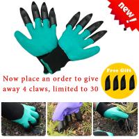 Garden Digging gloves with Labor claw Rubber Gardening dig planting waterproof outdoor Grass Pull l work ABS Plastic 4/8 claw