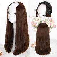 WEILAI Long In roll Culry U-Shaped Half Wig for Women 24 Natural Female Long Black Brown Wigs Heat Resistant Synthetic Fake Hair