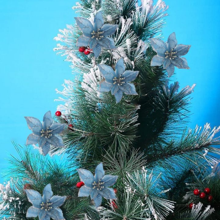 christmas-glitter-20pcs-christmas-tree-ornament-artificial-wedding-christmas-flowers-wreaths-wedding-ornaments-blue