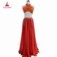 2 Bellydance Costume Senior AB Stones Bra+Split Chiffon Long Skirt 2Pcs For Women Customzied Oriental Belly Dancing Wear Suit