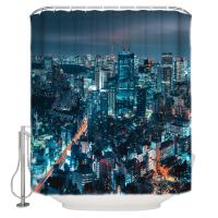 Night City Shower Curtain Waterproof Curtains Polyester Bath Curtain