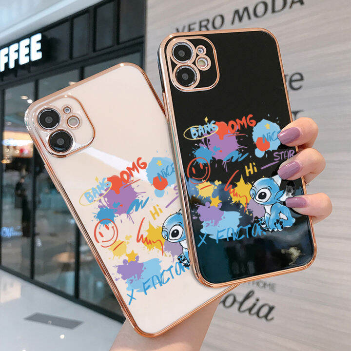 ggk-เคสสำหรับ-honor-ลายการ์ตูนสติทช์ฟรีสายคล้อง90-5g-90-lite-5g-เคสโทรศัพท์เคลือบหรูหราขอบสี่เหลี่ยมเคสโทรศัพท์นิ่ม