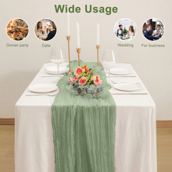 4แพ็คผ้าปูโต๊ะผ้าชีสผ้าปูโต๊ะช่อดอกไม้ประดับสีเขียวแบบชนบทผ้าปูโต๊ะผ้ากอซชีสขนาด90x400ซม-ผ้าปูโต๊ะผ้าก๊อซผ้าปูโต๊ะโบโฮชีสสำหรับงานแต่งงาน