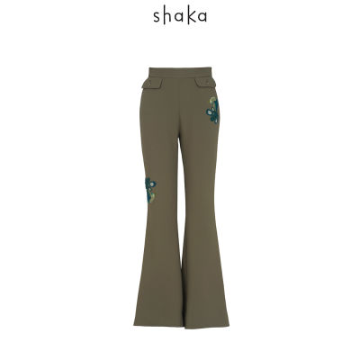 SS19 Shaka Bell Bottom Pants กางเกงขายาวทรงขากระดิ่ง เอวสูง ปักแต่งอาร์มไหมฟูลายนกยูง PN-S190418