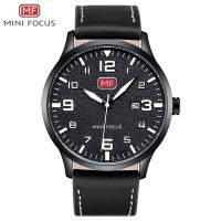 MINI FOCUS Fashion Mens Wristwatch Quartz Wrist Watch Men Waterproof Black Leather Strap Luxury Brand Watches Relogio Masculino