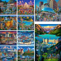 【hot】♗✆♘  Landscape Cartoon Printed Canvas 11CT Set Embroidery Painting Hobby Sewing Handicraft Mulina Wholesale Needle