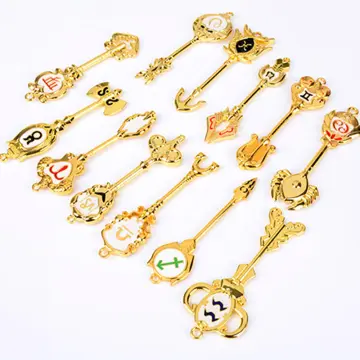 Source Japanese Anime Fairy Tail Keychain set of 18 Golden Zodiac Keys Ring  Pendant Charms Keychain toy on m.