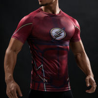 Mens Compression Shirts Flash Man Printed Quick Dry T-Shirts Fitness Training Tight Sport Running Athletic Tops