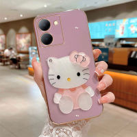 เคสโทรศัพท์ Vivo Y36 V27 Pro 5G V27e Y02 Y16 Y22 Y35 ล่าสุดการออกแบบสีมาการองชุบด้วยกระจกแต่งหน้าปลอกอ่อน vivo V27 Y02 เคสหรูหรา