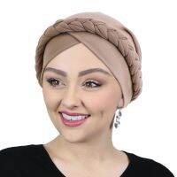 【YF】 Bohemian Style Handmade Braided Turban with Elastic Women Headdress Muslim Hijab Stretchy Head Wrap Hair Care Chemo Caps