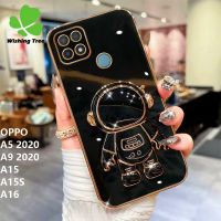 For OPPO A5 2020 / OPPO A9 2020 / OPPO A15 / OPPO A15S / OPPO A16 / OPPO A16e / OPPO A16K / OPPO A17 / OPPO A17k Astronaut Bracket Luxury Plating Gold Soft Phone Cases Cover
