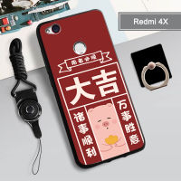 เคส TPU แบบนิ่มสำหรับ Xiaomi Redmi 4X เคสโทรศัพท์คลุมทั้งหมดสายรัดและฝามีที่ถือวงแหวนโทรศัพท์กันรอยขีดข่วนแบบแฟชั่น