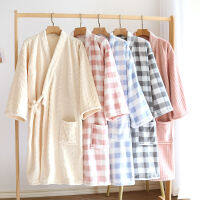 Japanese Kimono New Autumn And Winter Flannel Nightgown Women Thickening Plus Velvet Long Bathrobe Home Service Coral Fleece