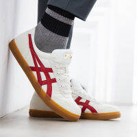 Asics AARON รองเท้าสนีกเกอร์แบบย้อนยุคหนัง,รองเท้าคู่สีขาวขนาดเล็กสำหรับทั้งหญิงและชายคู่รองเท้ากีฬาน้ำหนักเบารองเท้าผ้าใบ