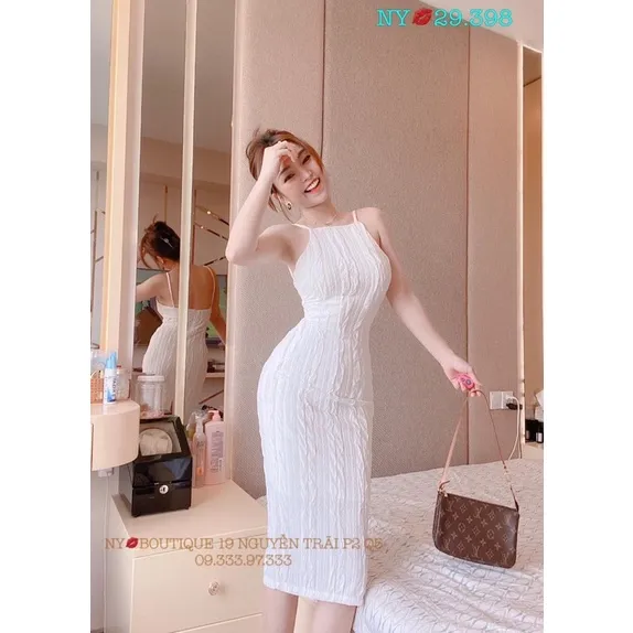 Đầm body dây vải xốp gân | Lazada.vn