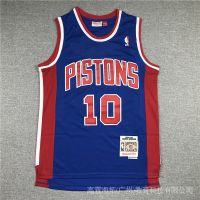 [2 Styles] Nba Detroit Pistons Jersey No. 10 Rodman Retro Logo Blue Basketball Bycc