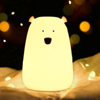 卍 Cute Bear LED Night Light Decoracion Lampara De Noche Ddormitorio Baby Kids Bedside Lamp Silicone Touch Sensor Tap Control