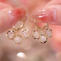 Bell Orchid Flower Three Imitation Opal Stone Ear Buckle Earrings for Women to Prevent Losing Chinese Fashion Net Red Versatile Earrings Popular Earrings Fashion O578 O578 KX1O KX1O