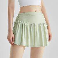 High Waist Sports Skorts With Adjustable Drawstring Women Tennis Pleated Skirts Yoga Gym Workout Running Shorts Culottes