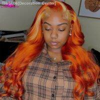 Orange Blonde Lace Frontal Human Hair Wig Brazilian Body Wave Ginger Lace Front Wig 180 Density Colored Human Hair Wigs Ali Coco [ Hot sell ] Decoration Center