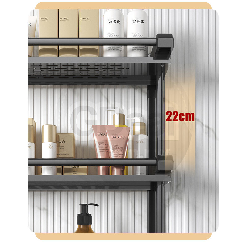 Sancy 2 Layers Kitchen Bathroom Wall Mounted Storage Rack Punch Free Shelf Organizer With Hooks - Fulfilled by Sancy