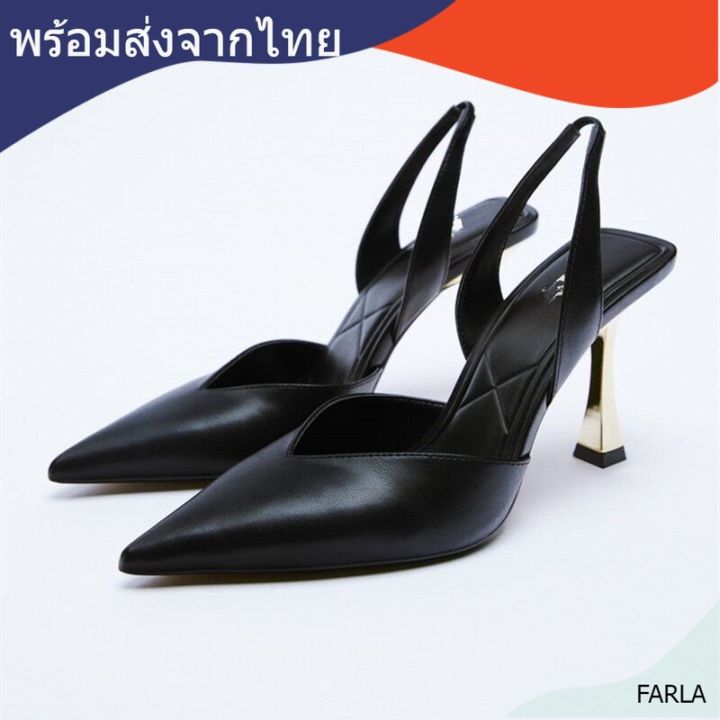 mule-รองเท้าส้นสูงแบบเปลือยส้น-รองเท้าแบบแบรนด์-ส้นสูง-3นิ้ว-รองเท้ารัดส้น-พร้อมส่ง-รหัส-600-3