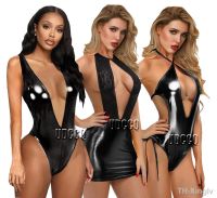 【hot】♧◆❈  glisten Metallic Faux Leather plus size lingerie costumes underwear babydoll bikini for sex Pole dance