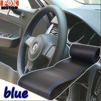 Blue Car Leather Steering Wheel Cover Non Slip 38cm 15" Styling For Nissan Qashqai Toyota Yaris Lada VW Polo Golf 5 6 Passat B6 Steering Wheels Access